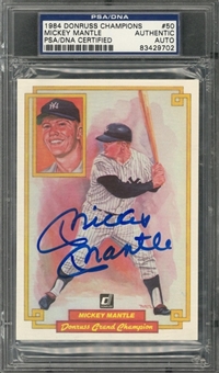 1984 Donruss Champions #50 Mickey Mantle Signed Card – PSA/DNA Authentic